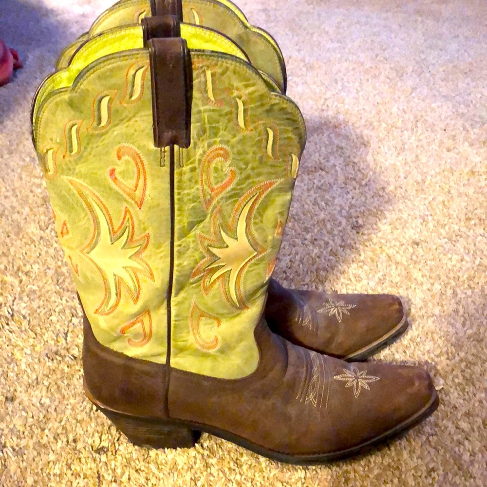 Ariat Boots Leather Uppers 10B Brown & Green Ladies